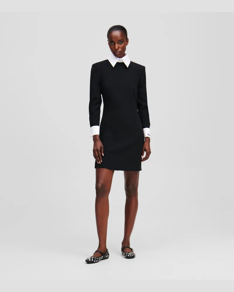 Karl Lagerfeld Kleid Mit Weissem Kragen, Frau, Schwarz, Größe Schwarz