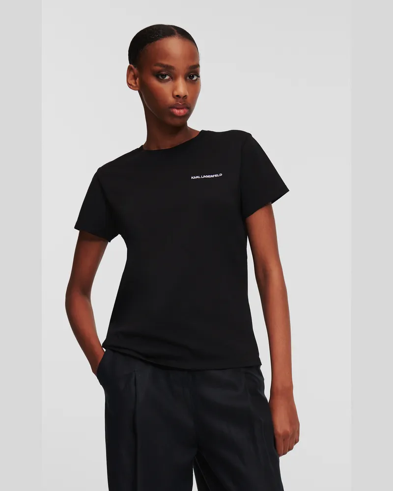 Karl Lagerfeld T-shirt Logo, Frau, Schwarz, Größe Schwarz