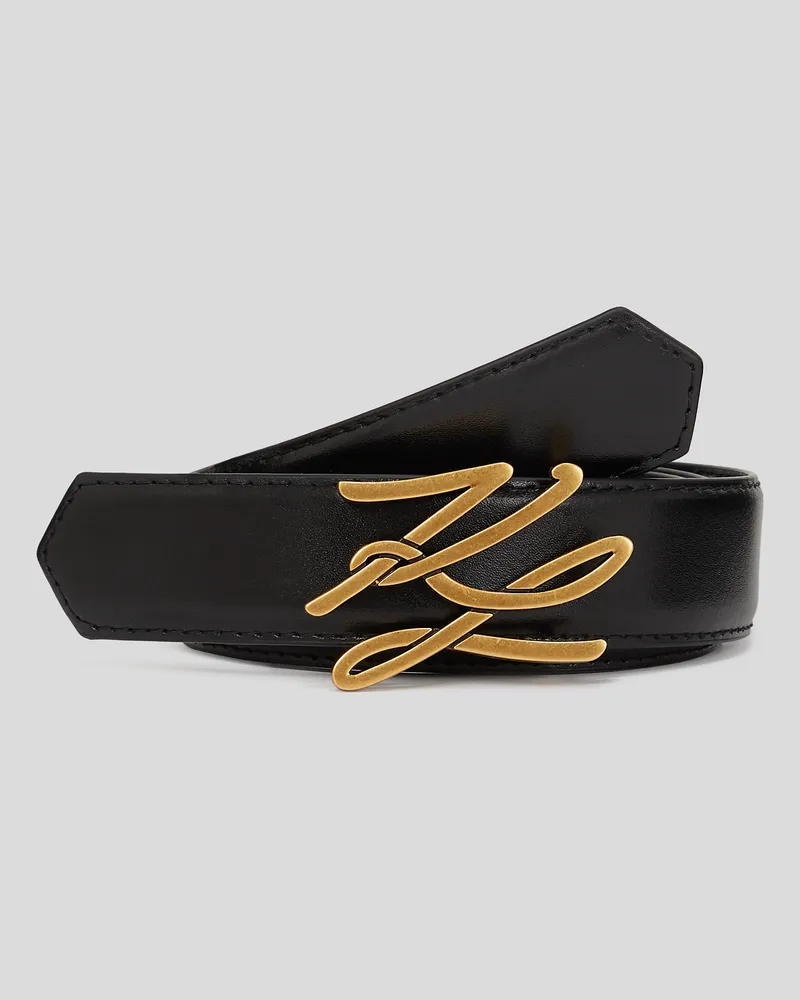 Karl Lagerfeld K/autograph mittelbreiter Gürtel, Frau, Schwarz/Gold, Größe Schwarz