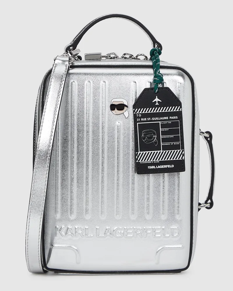 Karl Lagerfeld Ikon Umhängetasche In Kofferform, Damen, Silver, Größe Silver