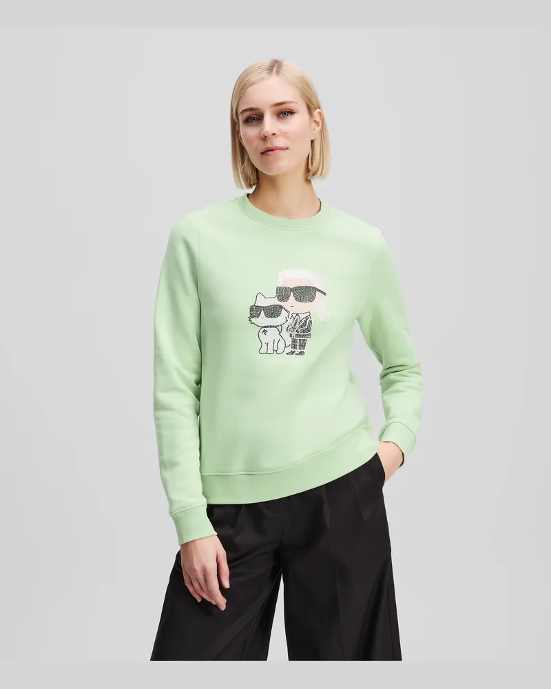 Karl Lagerfeld Ikon karl & Choupette sweatshirt Mit Strass, Frau, Spray, Größe Spray