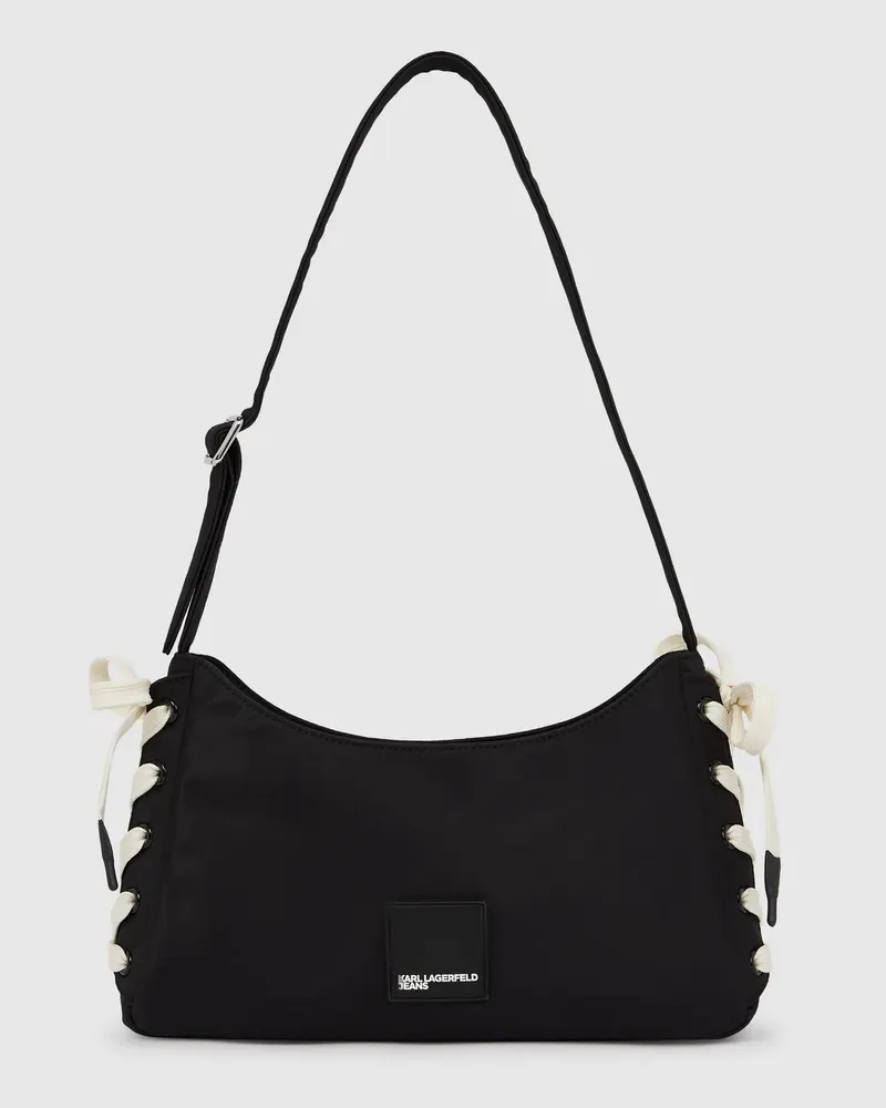Karl Lagerfeld Schultertasche Aus Nylon Mit Schnürung, Damen, Schwarz, Größe Schwarz