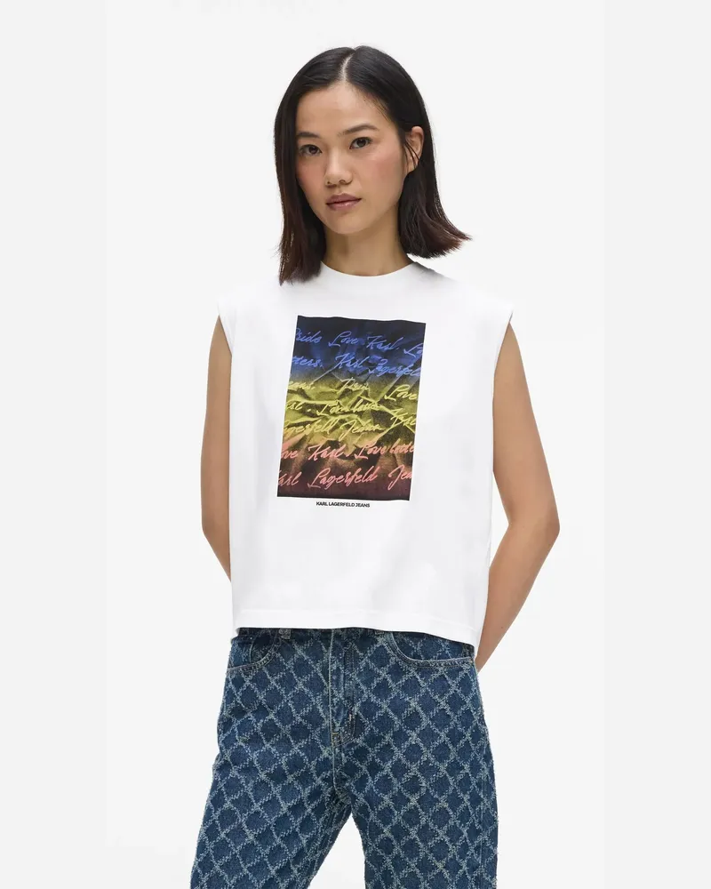 Karl Lagerfeld Tanktop Mit Liebesbrief, Damen, Weiss, Größe Weiss