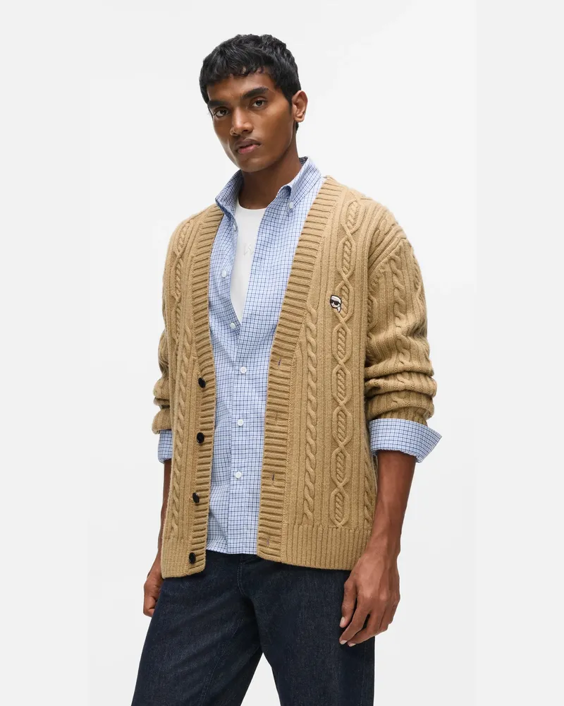 Karl Lagerfeld Ikon Strickjacke Mit Zopfmuster, Herren, Twill, Größe Twill