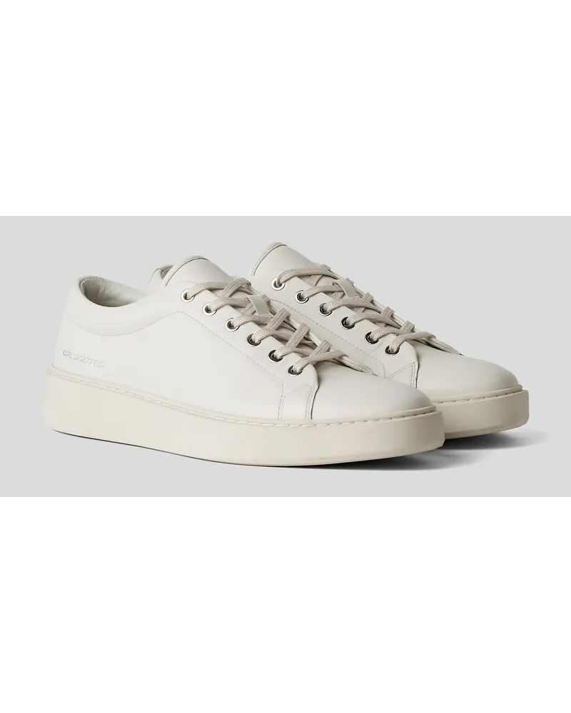 Karl Lagerfeld Flint ledersneaker, Mann, Weiss Weiss