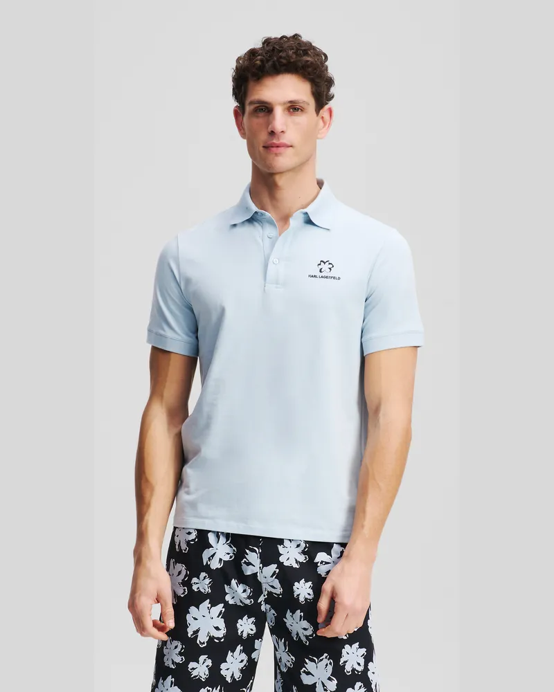 Karl Lagerfeld Poloshirt Mit Blumenprint, Mann, Hellblau, Größe Hellblau