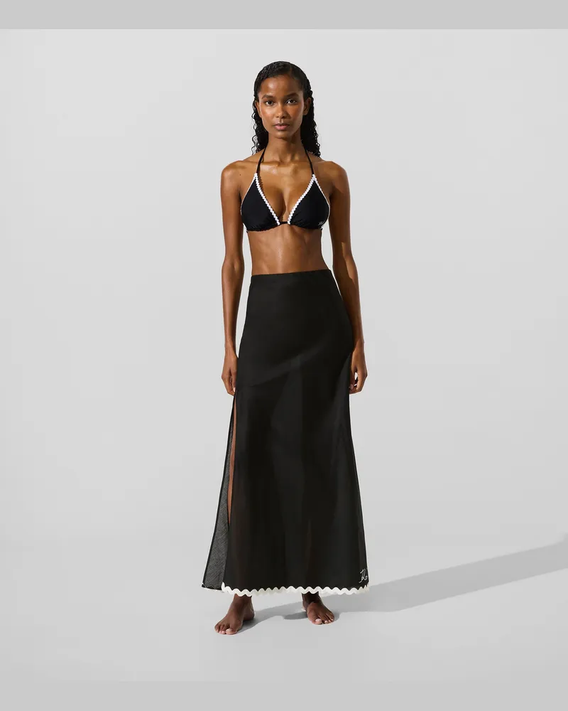 Karl Lagerfeld Signature Strandrock Mit Muscheldesign, Damen, Schwarz, Größe: Xs Schwarz