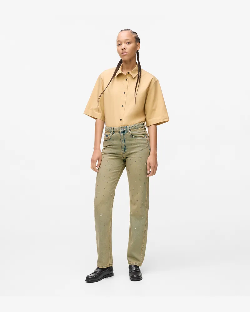 Karl Lagerfeld Hoch Geschnittene Jeans Mit Geradem Bein Und Nieten, Frau, Rust Washed Blue, Größe Rust