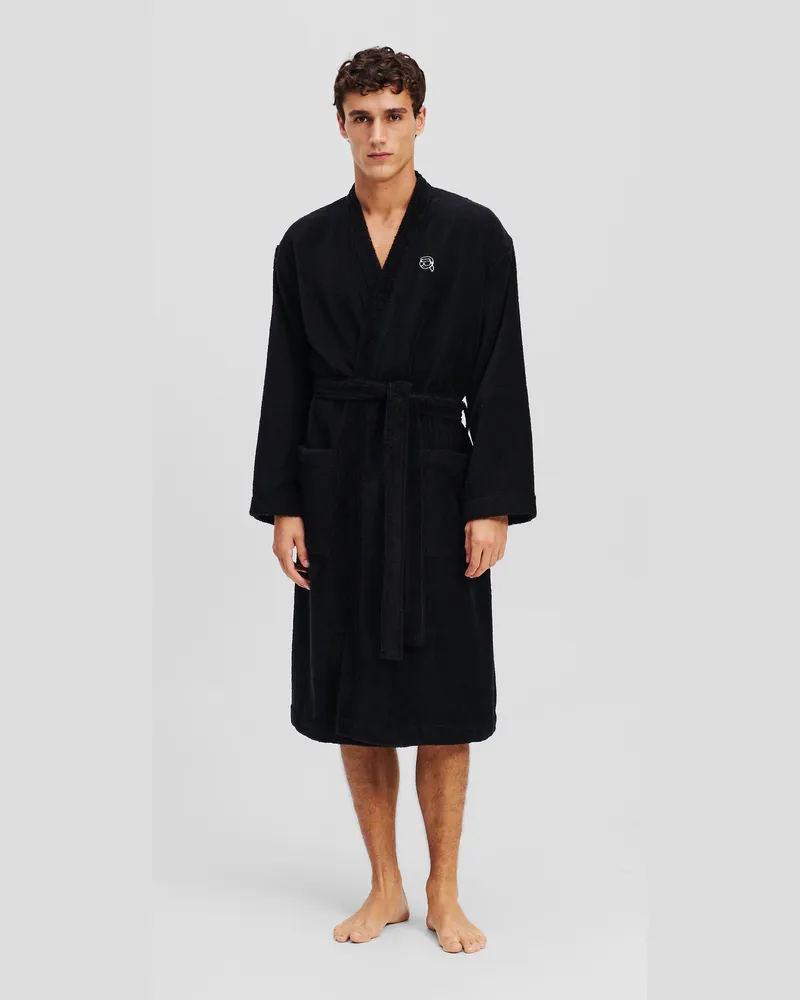 Karl Lagerfeld Ikon morgenmantel, Mann, Schwarz, Größe Schwarz