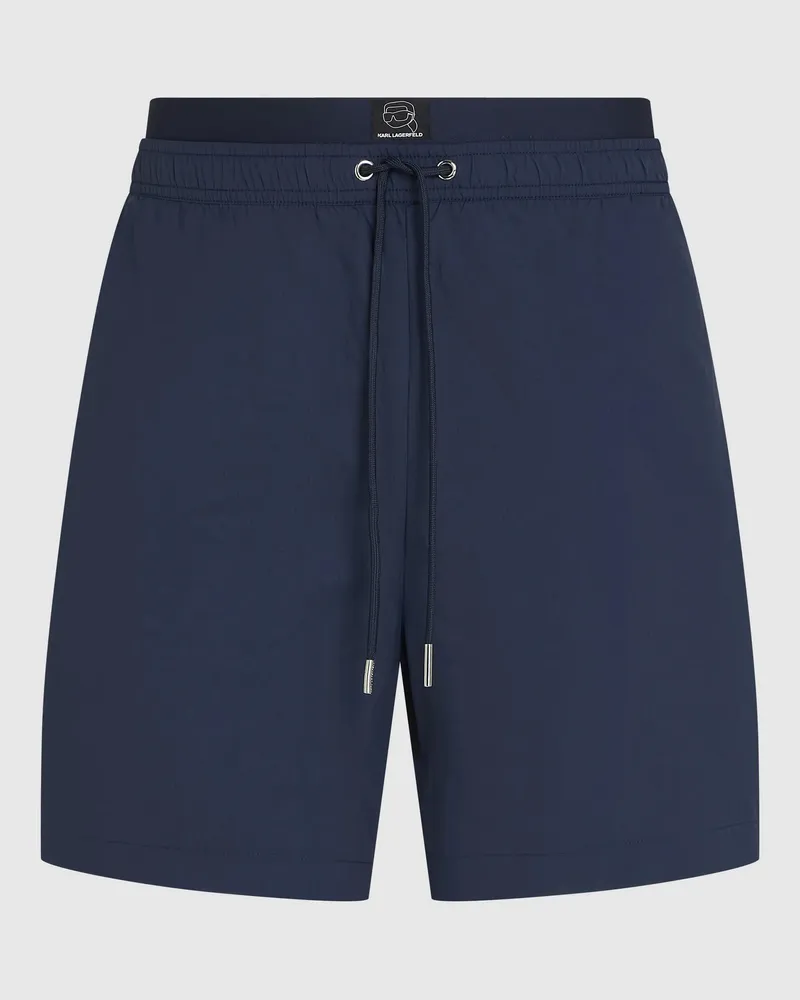 Karl Lagerfeld Ikon Mittellange Boardshorts Mit Doppeltem Bund, Herren, Peacoat, Größe Peacoat