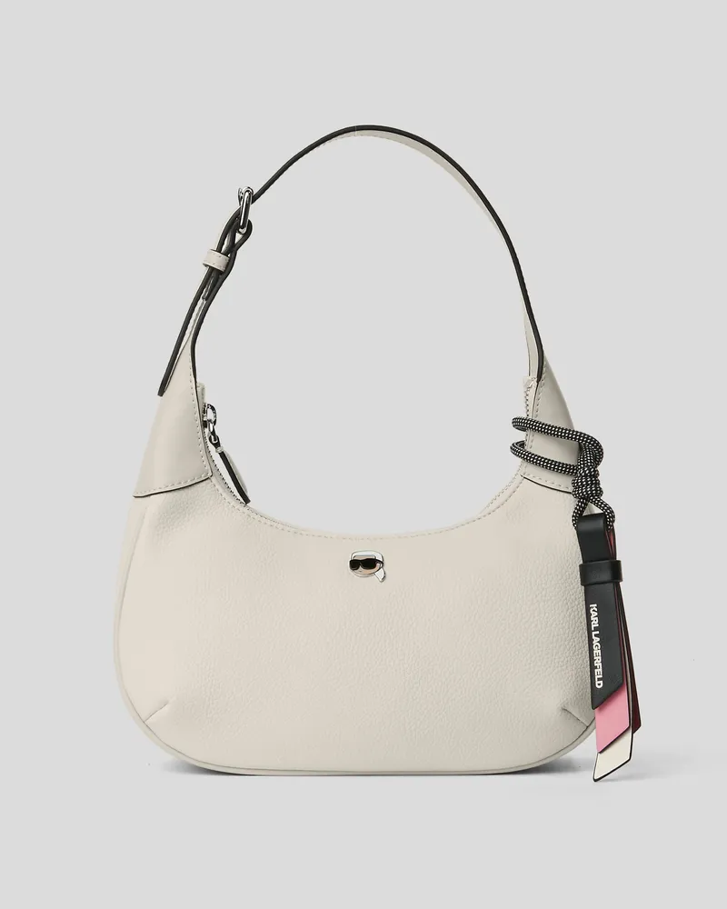 Karl Lagerfeld Ikon Genarbte Schultertasche, Frau, Off White, Größe Off