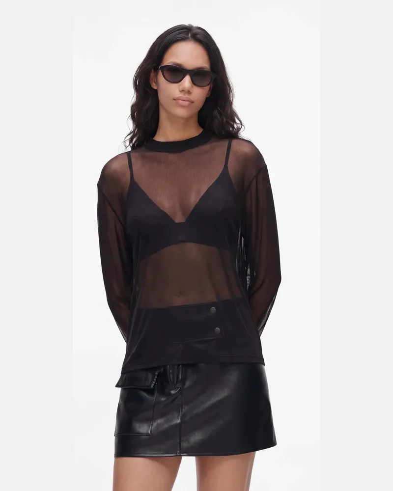 Karl Lagerfeld Langärmliges Mesh-top, Female, Schwarz, Size Black
