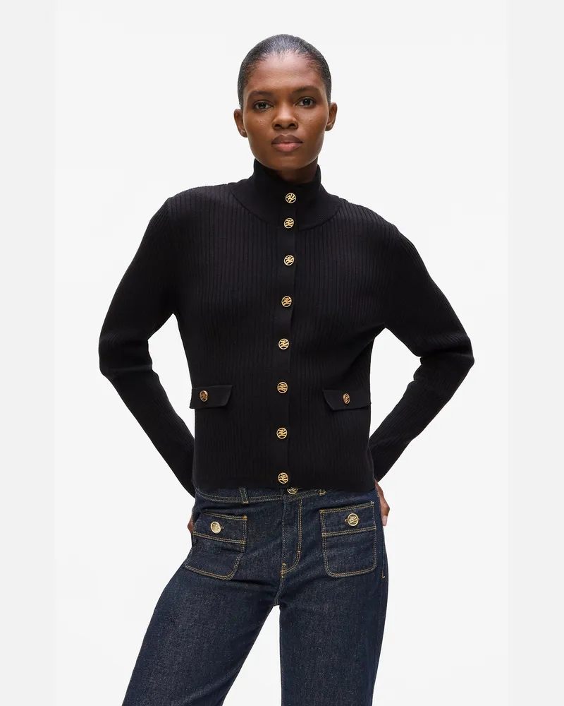 Karl Lagerfeld Weste Im Rippenstrick, Damen, Schwarz, Größe Schwarz