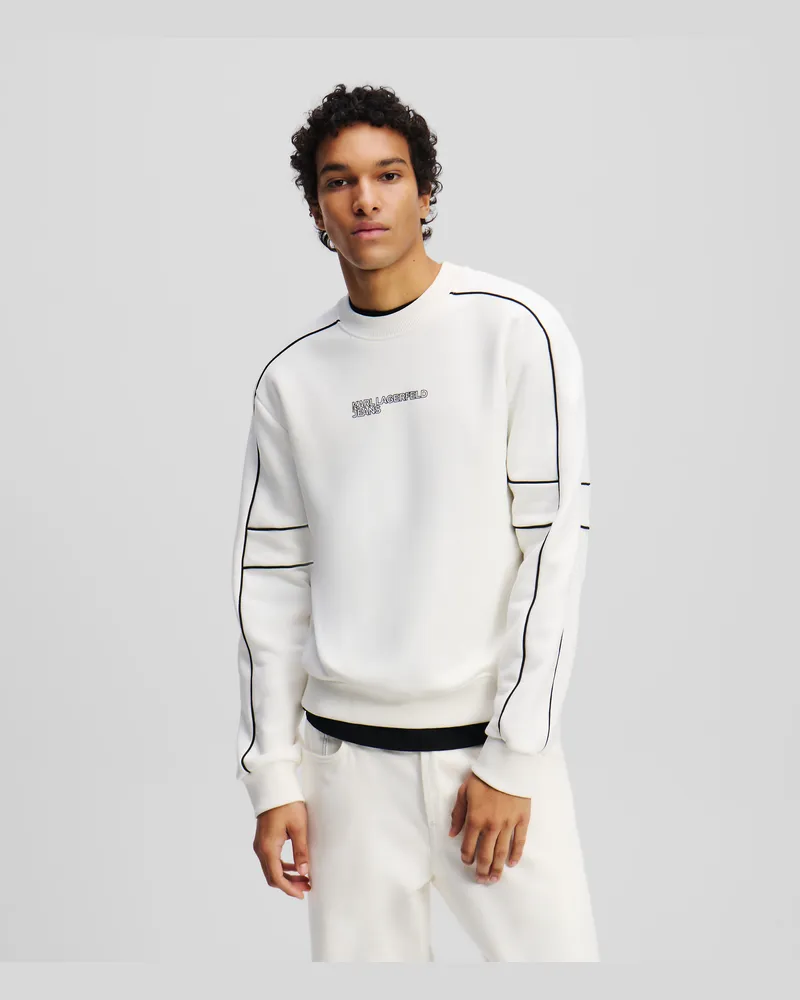 Karl Lagerfeld Sweatshirt Mit Paspelierung, Mann, Weiss, Größe Weiss