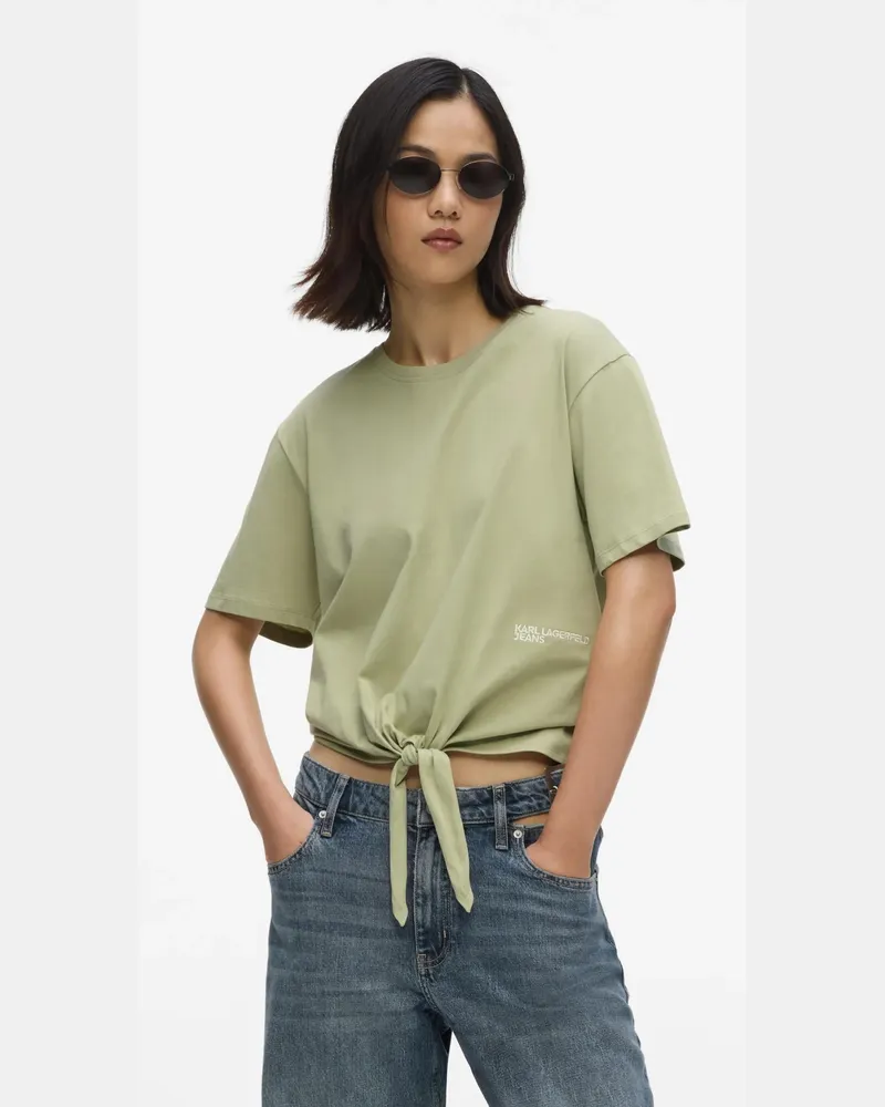 Karl Lagerfeld T-shirt In Normaler Passform Mit Bindeband, Damen, Tee, Größe Tee