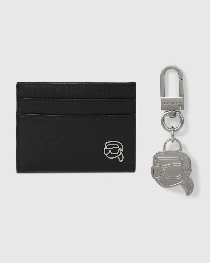 Karl Lagerfeld Ikon Kartenetui Und Schlüsselanhänger Als Geschenkset, Herren, Schwarz, Größe Schwarz