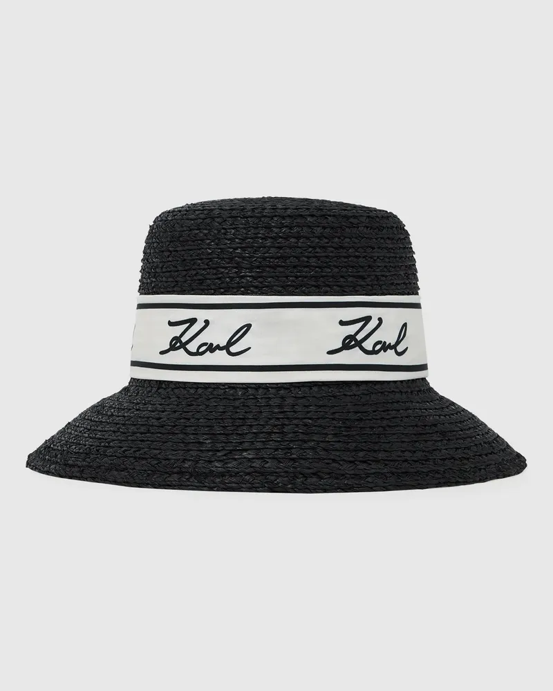 Karl Lagerfeld Signature-sonnenhut Mit Schal, Damen, Schwarz, Größe Schwarz