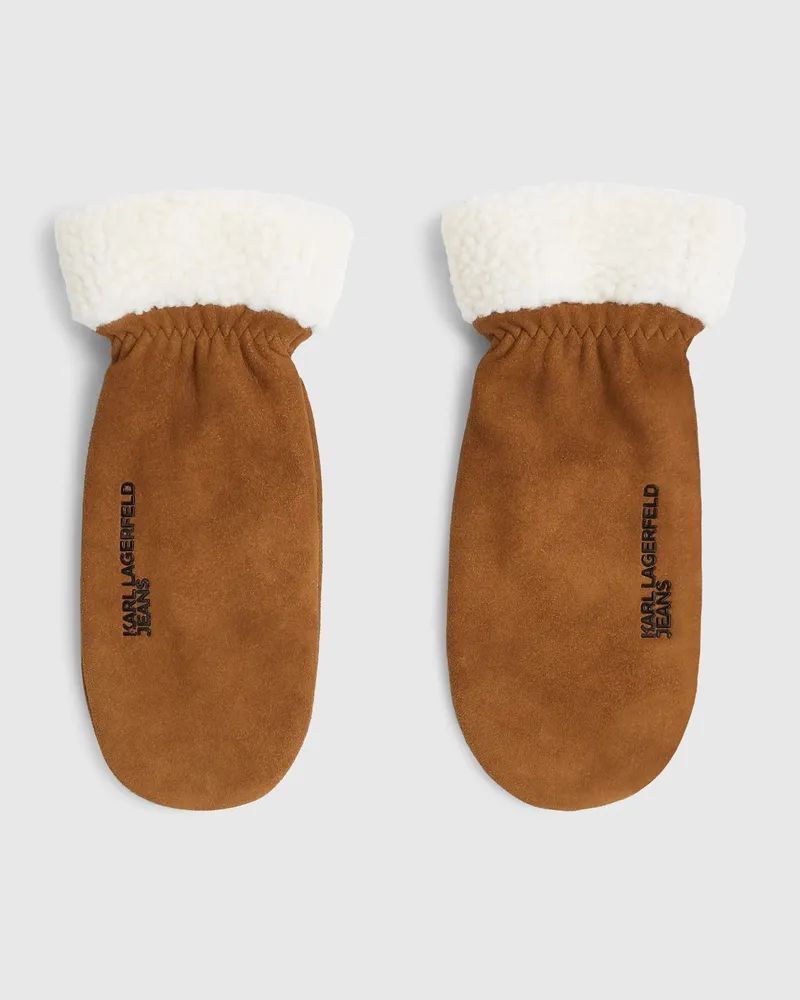 Karl Lagerfeld Wildlederfäustlinge, Damen, Braun, Größe Braun