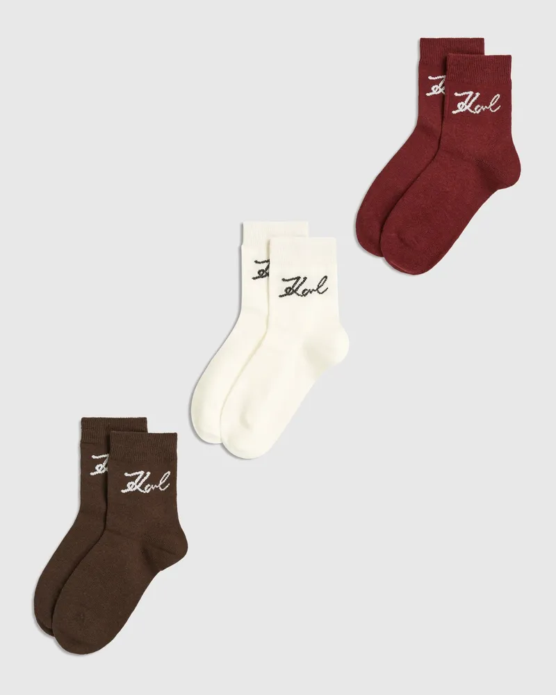 Karl Lagerfeld Signature-socken – 3er-pack, Damen, Windsor Wine, Größe Windsor