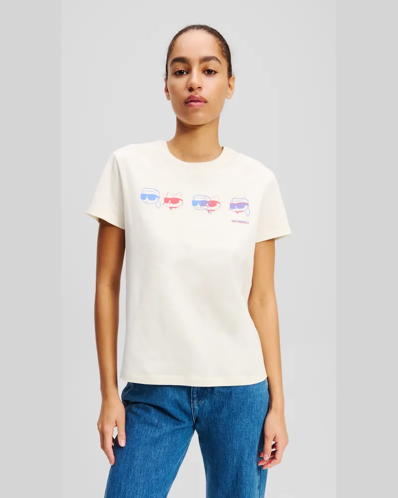 Karl Lagerfeld Ikon T-shirt Mit Farbdetails, Frau, Cannoli Creme, Größe Cannoli