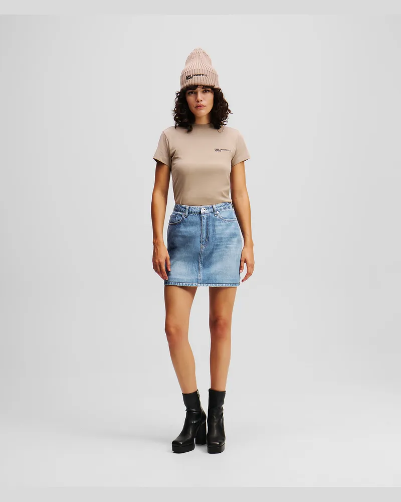 Karl Lagerfeld Minirock Aus Beschichtetem Denim, Frau, Beschichtetes Blau, Größe Beschichtetes