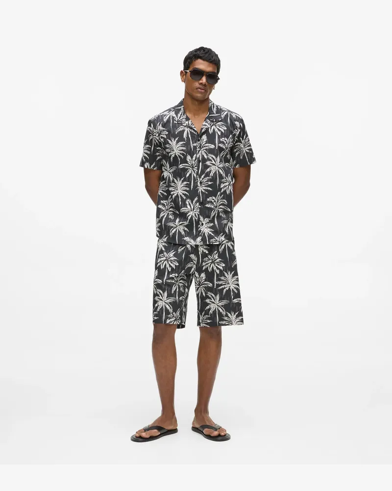 Karl Lagerfeld Shorts Mit Palmenprint, Herren, Schwarz, Größe Schwarz
