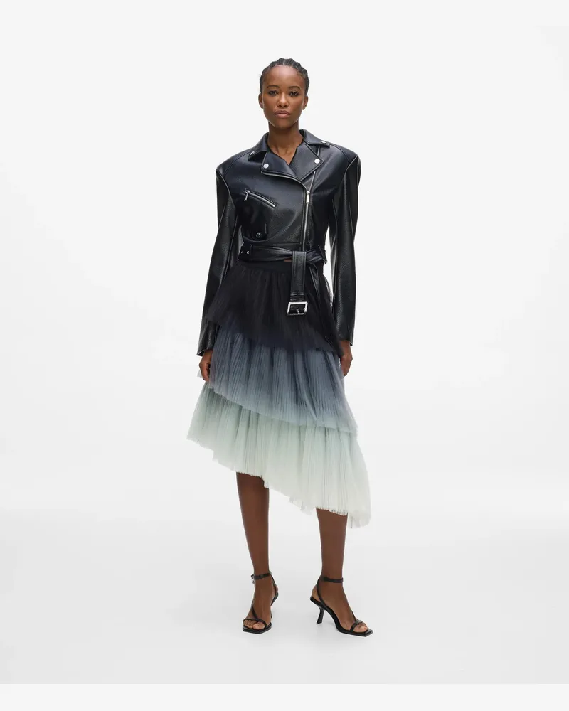 Karl Lagerfeld Asymmetrischer Ombré-tüllrock, Damen, Schwarz/weiss, Größe Schwarz