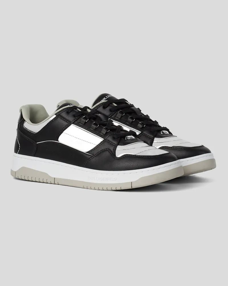 Karl Lagerfeld Krew sneaker in Metallic-optik, Mann, Schwarz/silber Schwarz