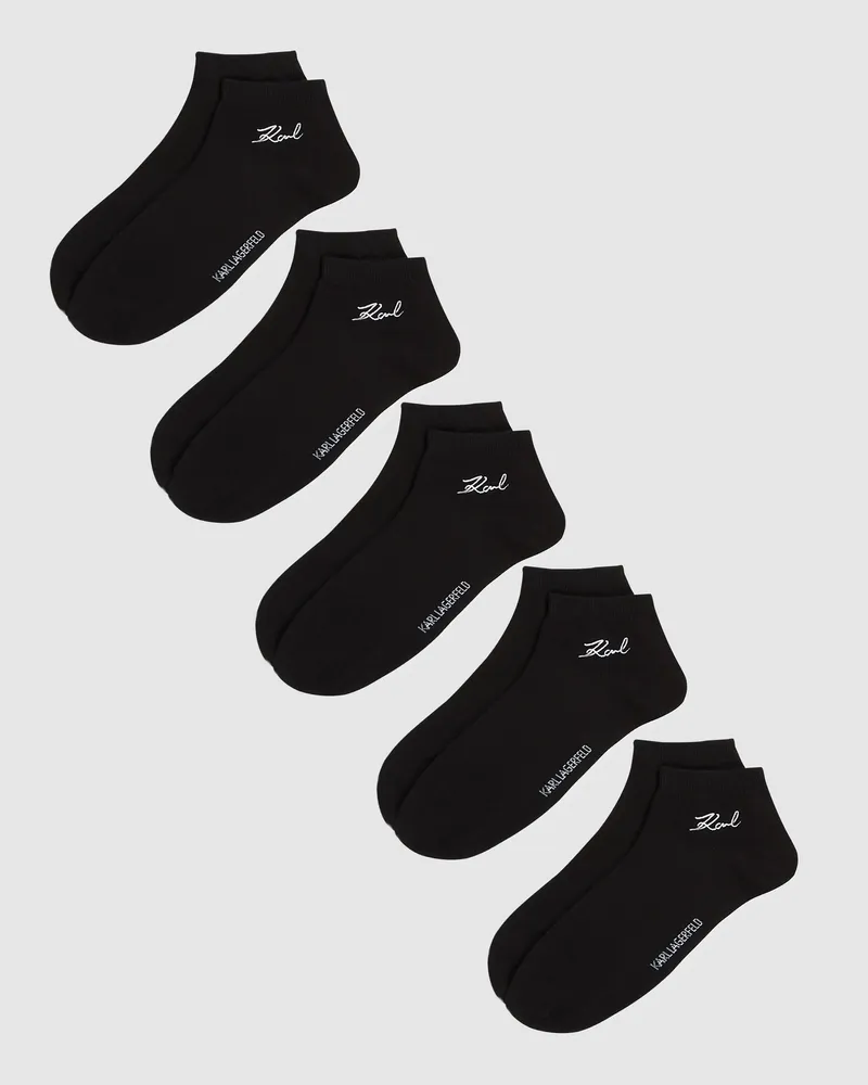 Karl Lagerfeld Signature- Kurze Socken – 5er-pack, Female, Schwarz, Size Black