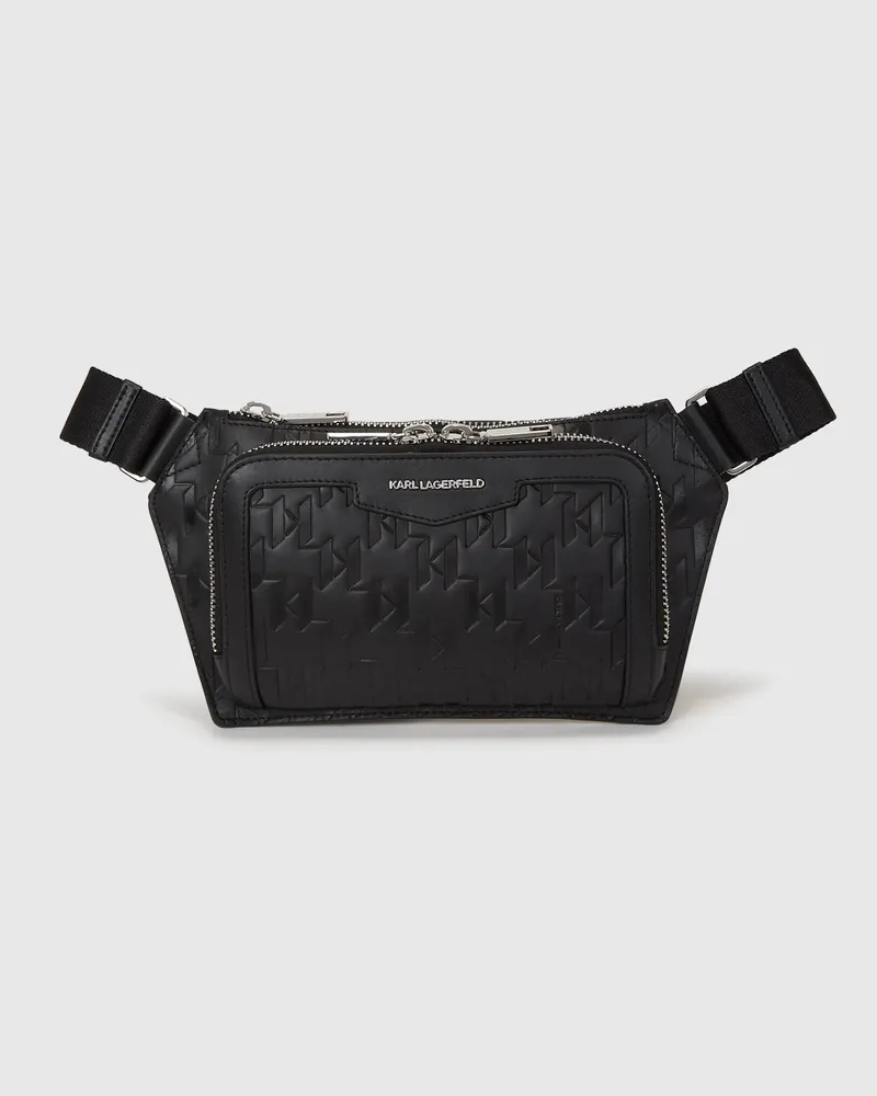 Karl Lagerfeld K/loom Gürteltasche Aus Leder, Herren, Schwarz, Größe Schwarz