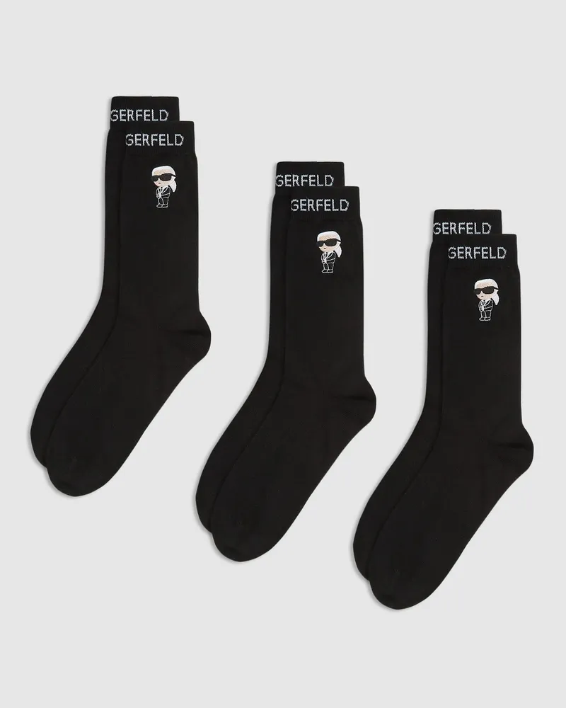 Karl Lagerfeld Ikon-socken – 3er-pack, Herren, Schwarz, Größe: 43-46 Schwarz
