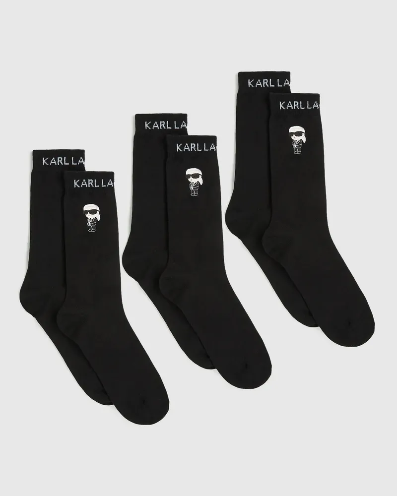 Karl Lagerfeld Ikon-socken – 3er-pack, Herren, Schwarz, Größe Schwarz