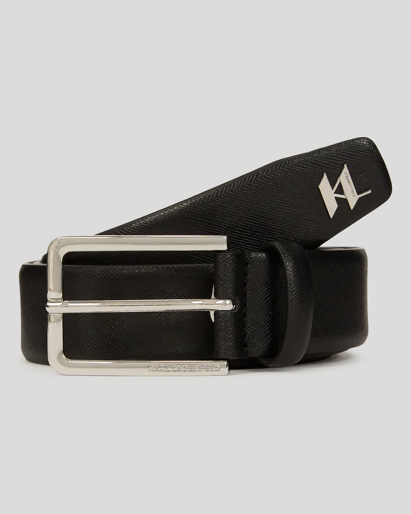 Karl Lagerfeld K/monogram Ledergürtel, Mann, Schwarz, Größe Schwarz