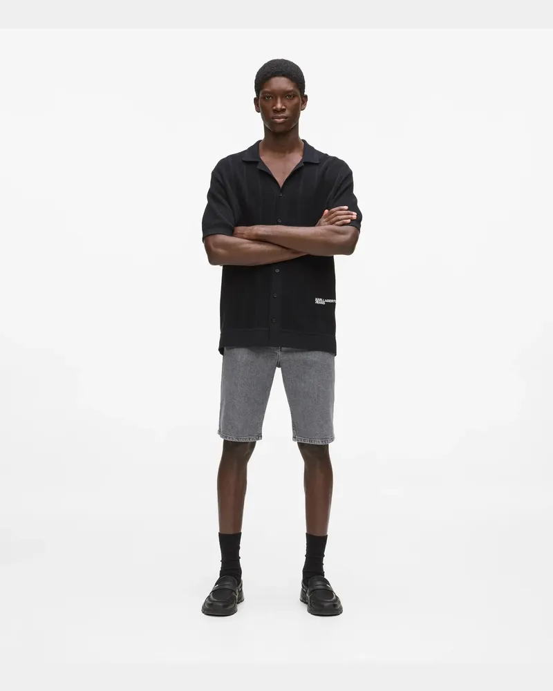 Karl Lagerfeld Schmal Geschnittene Jeansshorts, Herren, Washed Grey Denim, Größe Washed