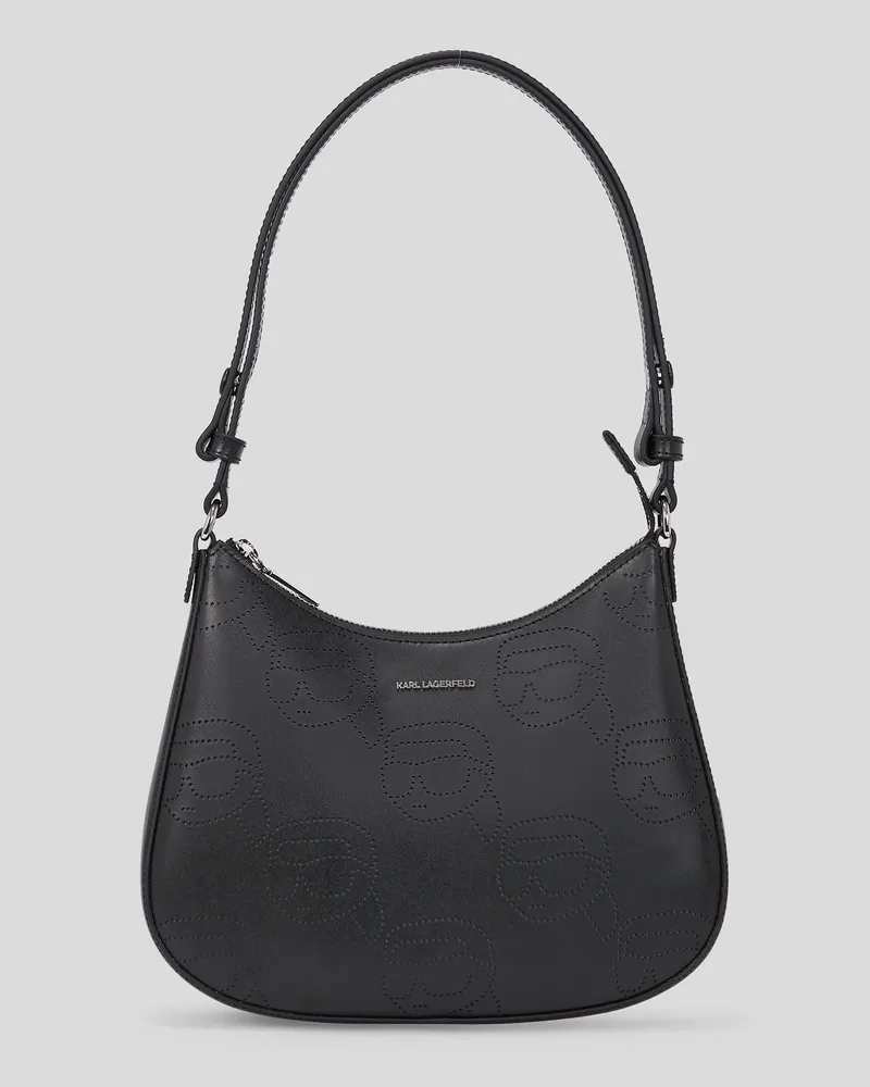 Karl Lagerfeld Ikon Schultertasche Mit Lochmuster, Frau, Schwarz, Größe Schwarz