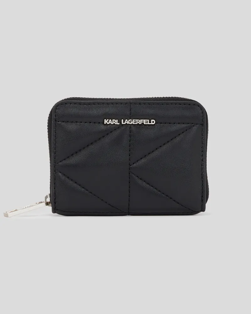 Karl Lagerfeld K/kuilt Zip-around-geldbörse, Frau, Schwarz-Nickel, Größe Schwarz-nickel