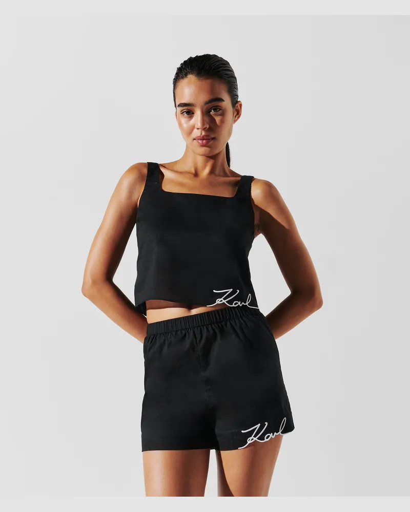 Karl Lagerfeld K/signature Crop-top Für Den Strand, Damen, Schwarz, Größe Schwarz