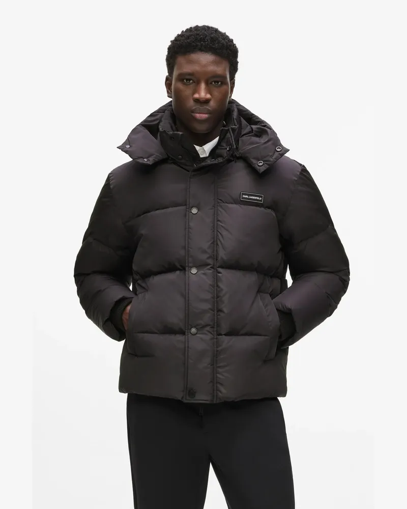 Karl Lagerfeld Kurze Pufferjacke Mit Kapuze, Male, Schwarz, Size Black