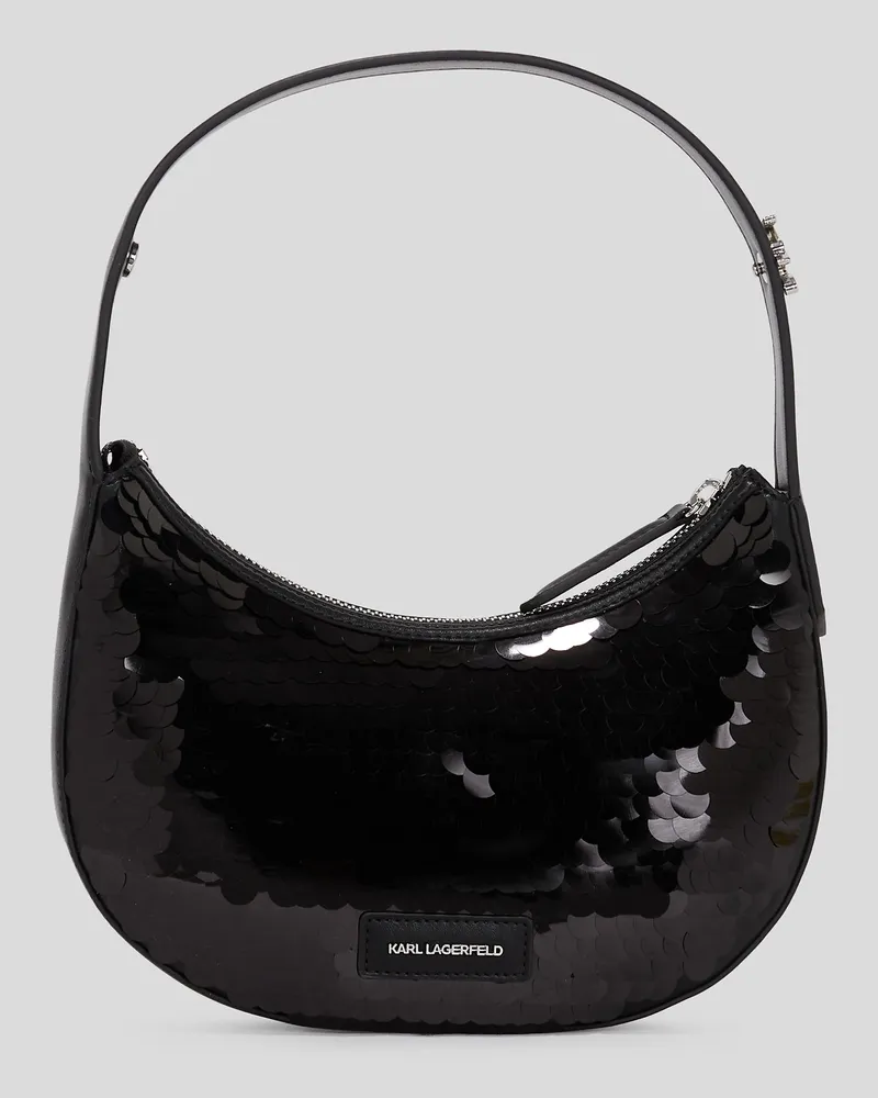 Karl Lagerfeld K/soirée Schultertasche Mit Pailletten, Frau, Schwarze Verzierung, Größe Schwarze