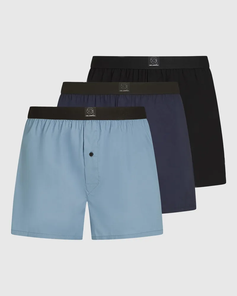 Karl Lagerfeld Ikon Webboxershorts – 3er-set, Herren, Mondlicht-pfauenschwarz, Größe Mondlicht-pfauenschwarz