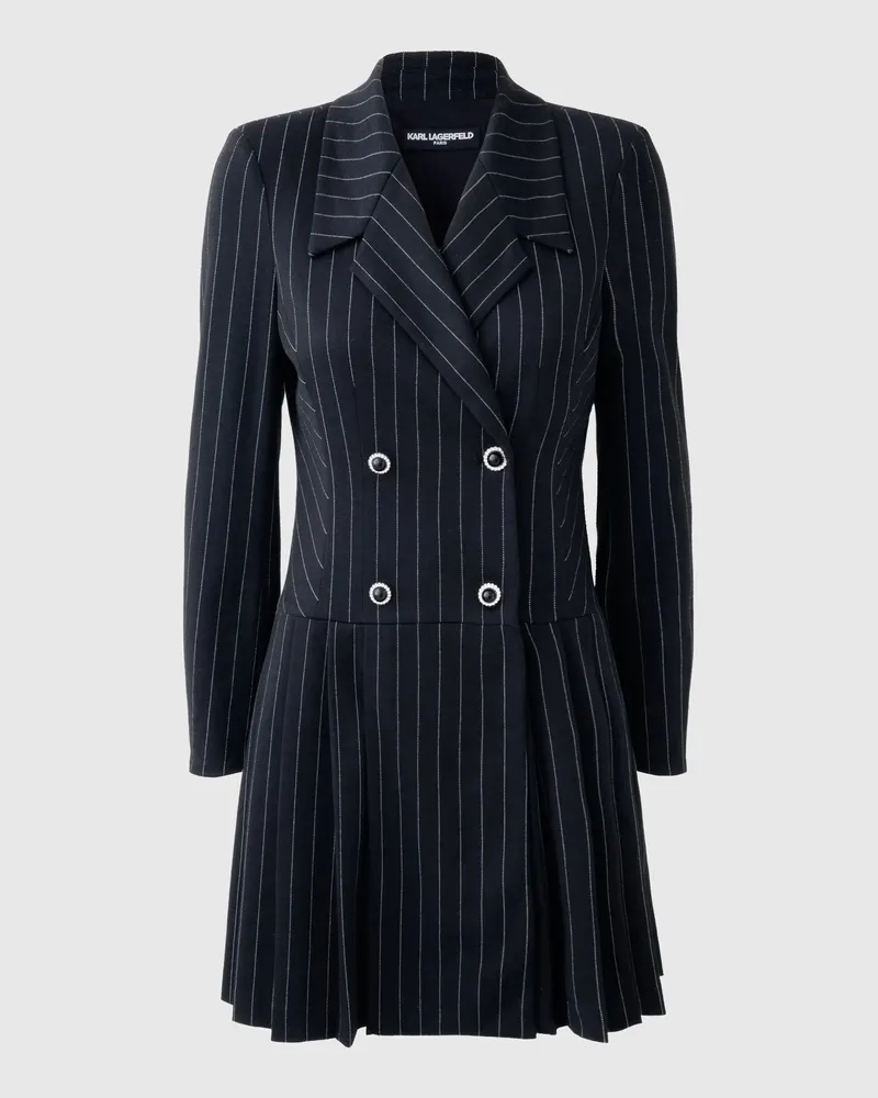 Karl Lagerfeld Nadelstreifen Strickblazer Kleid, Damen, Schwarz/weiss/schwarz, Größe Schwarz
