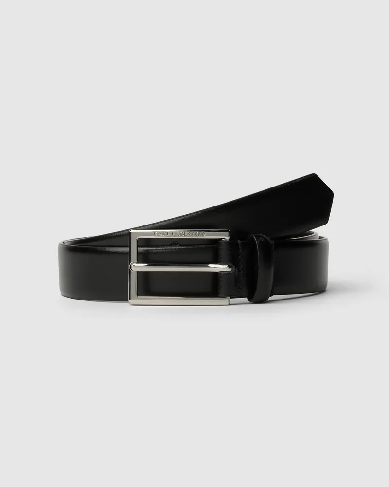 Karl Lagerfeld Klassischer Ledergürtel, Damen, Schwarz-nickel, Größe Schwarz-nickel