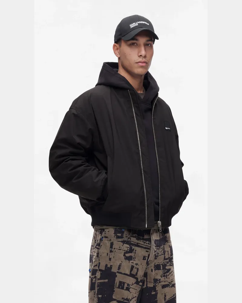 Karl Lagerfeld Bomberjacke Mit Reißverschluss, Herren, Schwarz, Größe Schwarz