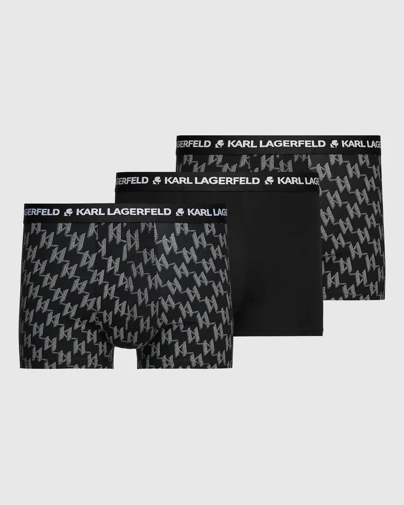 Karl Lagerfeld Monogram-boxershorts – 3er-pack, Male, Monogram Schwarz, Size 