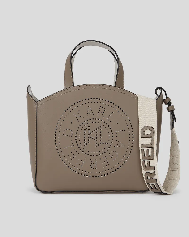 Karl Lagerfeld K/circle Kleine Tote-bag Mit Lochmuster, Frau, Aschgrau, Größe Aschgrau