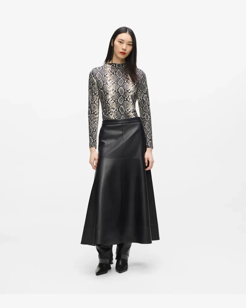 Karl Lagerfeld Midirock Aus Kunstleder, Damen, Schwarz, Größe Schwarz