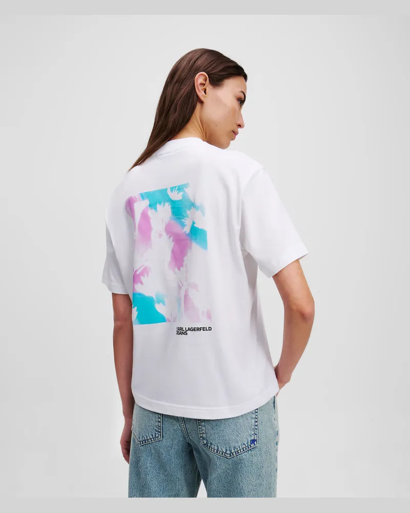 Karl Lagerfeld T-shirt Mit Blumenprint, Frau, Weiss, Größe Weiss