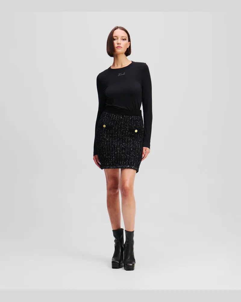 Karl Lagerfeld Karl essential Strickrock Aus Bouclé, Frau, Schwarz, Größe Schwarz