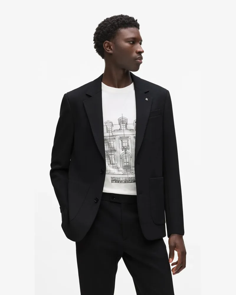 Karl Lagerfeld Punto-blazer Mit Aufgesetzten Taschen, Male, Schwarz, Size Black