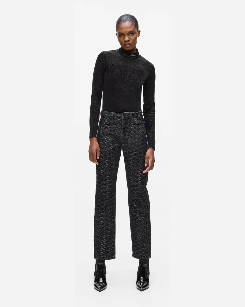 Karl Lagerfeld Gerade Geschnittene Jeans Mit All-over-print, Damen, Dunkelgrau, Größe Dunkelgrau